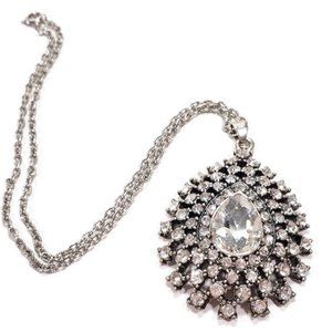 Vintage Large Rhinestone Pendant Necklace 16"